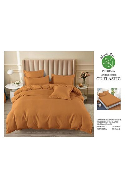 Pucioasa Double Bed Linen, Pucioasa, Uni, 6 Pieces, 2 People, 180x200 cm, Finet Satin, Dark Beige