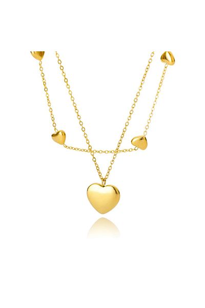 Eva Grace Ronna necklace, gold, stainless steel, two-layer, heart pattern