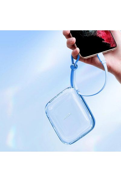 Joyroom Baterie externă 10000mAh JR-L005 cu cablu Lightning pentru iPhone și port USB-A albastru