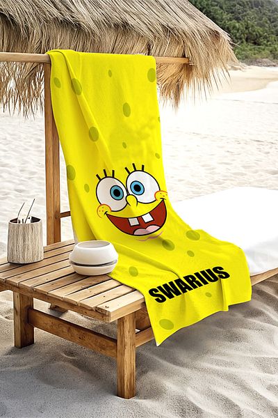 SWARIUS Adult Unisex 75X155Cm Summer Spongebob Pattern Beach Towel - Bath Towel - Sea Towel