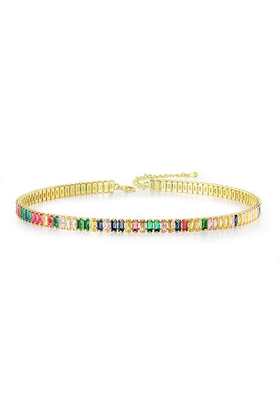 Eva Grace Karlee tennis necklace, multicolor gold, with zirconia, 14K gold plated