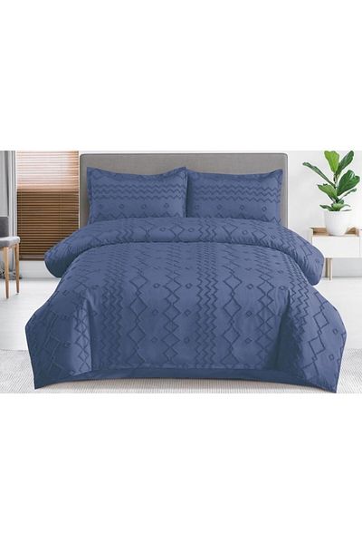 OEM Lenjerie de pat, Grofat M5, Uni, 4 piese, 2 persoane, 230x250cm, Albastru