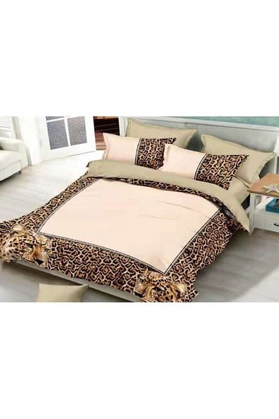 OEM Double Bedding Set, Velvet, 6 Pieces, Leopard Print, 230x250cm, Multicolor