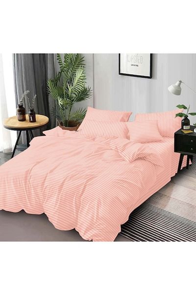 Pucioasa Double Bedding Set, Pucioasa, Damasc, 6 Pieces, 2 Persons, Uni, 245x250cm, Coral Pink