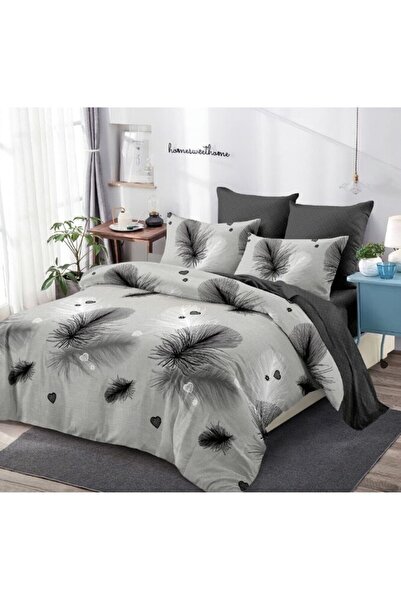 OEM Bed Linen Set, Finet, 4 Pieces, Single, 160x200cm, Feather Print, Non-Colors