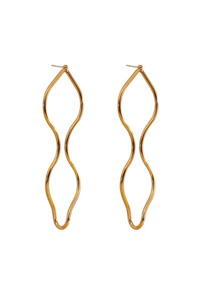 Eva Grace Junia earrings, golden, long, made of 18K gold-plated stainless steel, with geometric shape