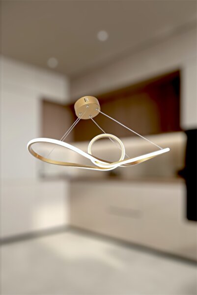 EYSHOP Modern Eskitme Gold Papyon Model Günışığı Renk Led Avize