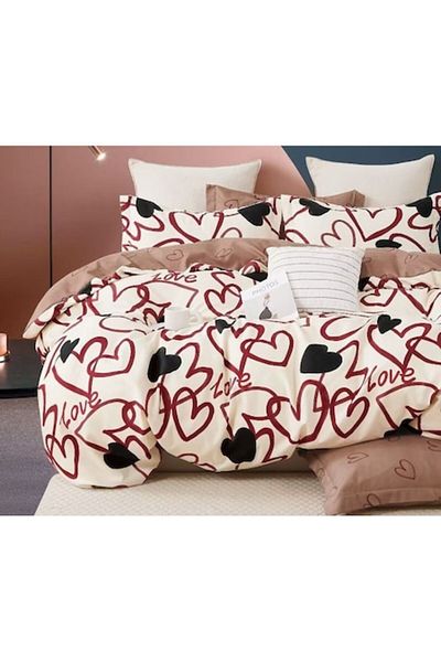 OEM Double Bed Linen, Talo, Finet, 6 Pieces, 2 People, Love Print, 230x245cm