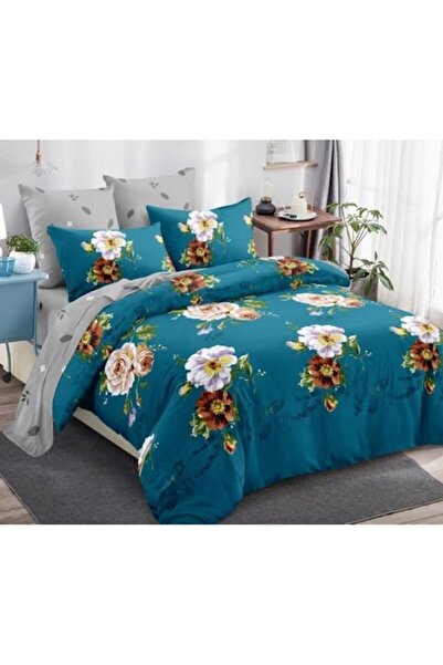 OEM Double Bed Sheet, Cotton, 6 Pieces, Peony Print, 230x250cm, Multicolor