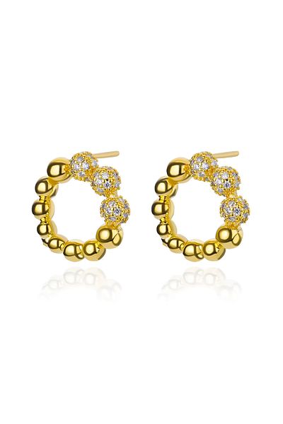 Eva Grace Audra earrings, gold, round, with zirconia, made of stainless steel