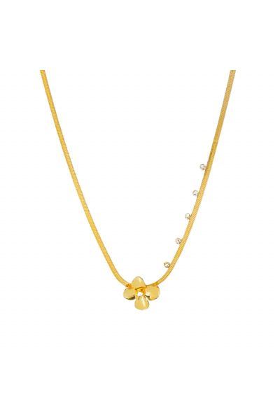 Eva Grace Rylee necklace, gold, made of 18K gold-plated stainless steel, with floral pattern