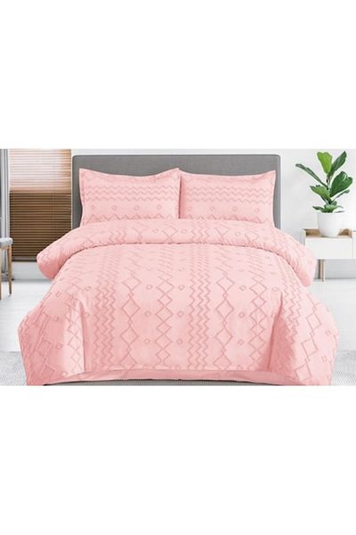 OEM Lenjerie de pat, Grofat M5, Uni, 4 piese, 2 persoane, 230x250cm, Roz Prafuit