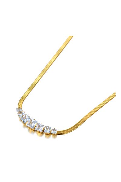 Eva Grace Lily necklace, gold, made of 18K gold-plated stainless steel, decorated with zirconia