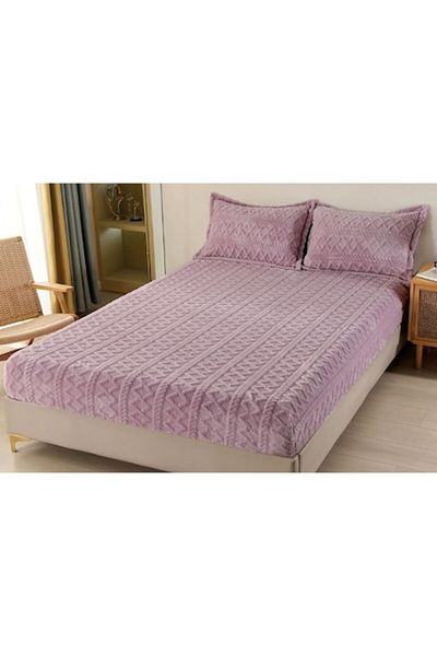 OEM Bed Cover Cocolino with 2 Pillowcases, Tricot Style, Uni, 3 Pieces, 2 Persons, 180x200cm, Lilac