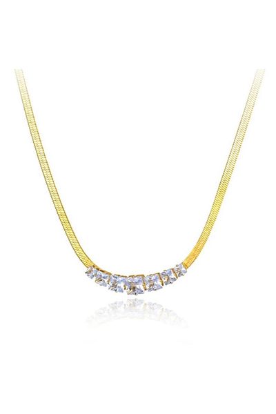 Eva Grace Lily necklace, gold, made of 18K gold-plated stainless steel, decorated with zirconia