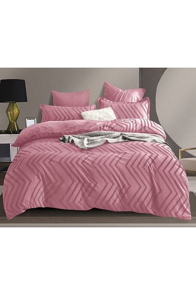 Pucioasa Set de lenjerie de pat dublu, catifea jacquard Grofat Lux M1, Pucioasa, 6 piese, 2 persoane, uni, 245x250cm, Pl
