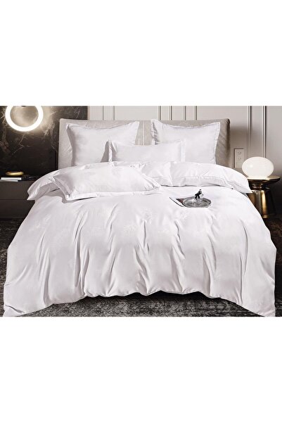 OEM Double Bed Linen Jacquard, 6 Pieces, Elastic, 180x200 cm, White, M2
