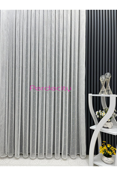 PERDECITY Striped Glitter Pompom Tulle Curtain 1X3 Tight Pile Ironing Not Ask Fit for Any Room