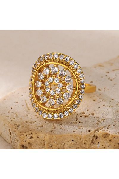 Eva Grace Edera ring, gold, with zirconia, made of stainless steel, adjustable