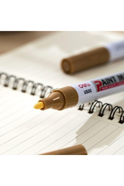 Deli EU500-GD Paint Marker Golden 2.0mm 12pcs/box – ideal for metal, glass, plastic, stone.
