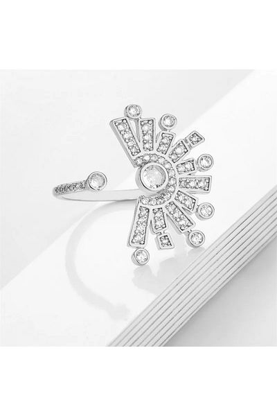 Eva Grace Noemi ring, silver, with zirconia, in the shape of rays, adjustable