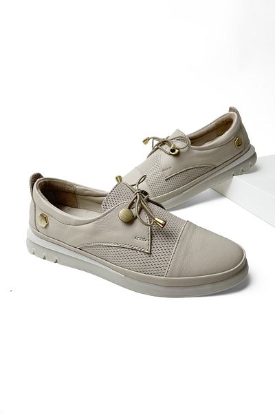 RABU Beige Women's Genuine Leather Hidden Wedge Heels Orthopedic Comfortable Daily Shoes