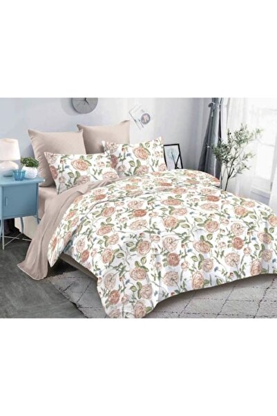 OEM Lenjerie de pat dublă, bumbac, 6 piese, 2 persoane, imprimeu pastel, 230x...