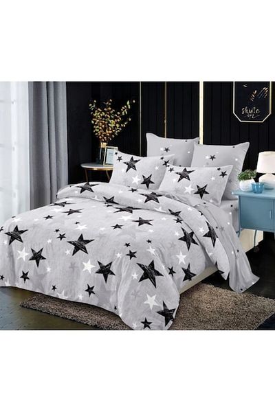 OEM Bed Linen, Finet, 4 Pieces, Single, 160x200cm, Star Pattern, Non-Colors