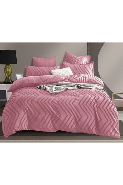 Pucioasa Set de lenjerie de pat dublu, catifea jacquard Grofat Lux M1, Pucioasa, 6 piese, 2 persoane, uni, 245x250cm, Pl