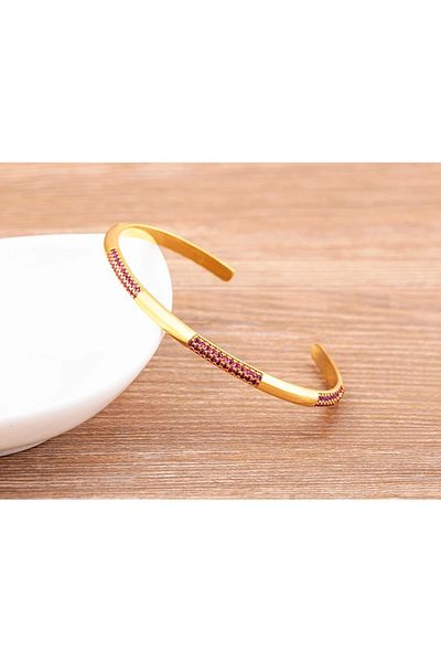 Eva Grace Roxie bracelet, gold with pink stones, cuff type, adjustable - Boheme Collection