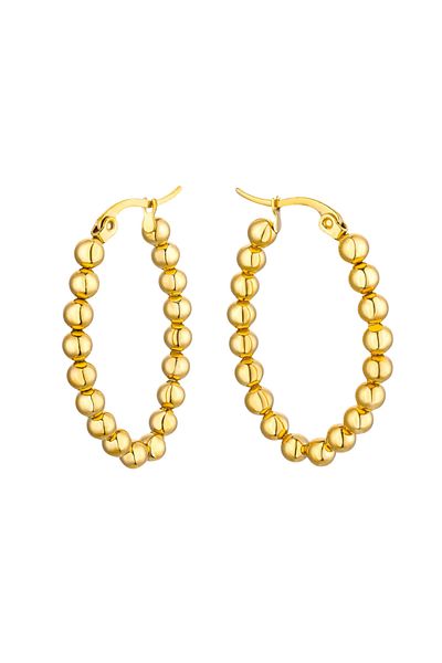 Eva Grace Lena earrings, gold, oval, made of 18K gold-plated stainless steel