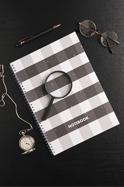Pink notes 2-Piece A4 Size Spiral-Lined School Notebook - 80 Sheets Black & White Patterned Lined