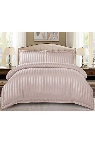 OEM Lenjerie de pat dublu, Primavara, Damasc, cearsaf cu elastic, 4 piese, 2 persoane, Uni, 180x200cm, L