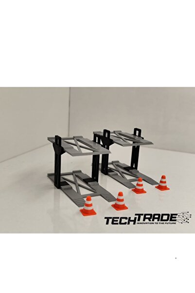 Tech Trade 1/64 Ölçek Diorama 2 Araçlık Lift 2 adet Siyah-Gri + 4 Adet Duba