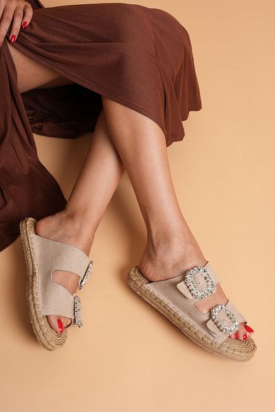 CİMİLİ SHOES Women's Double Buckle Stone Slippers Orthopedic Sole