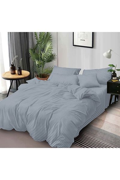Pucioasa Double bed linen, Pucioasa, Damask, 6 pieces, 2 persons, Uni, 245x250cm, Dark Gray