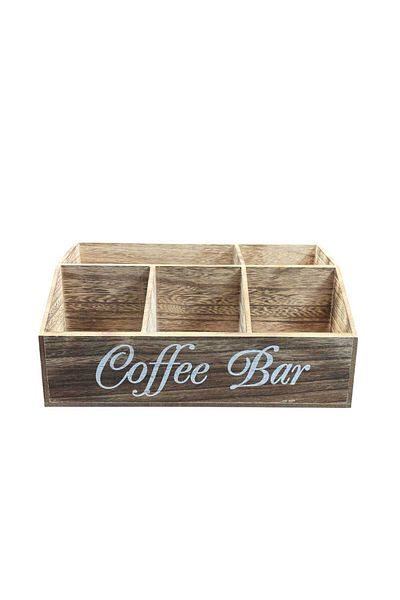 Generic Coffee corner organizer made of wood in elegant wooden brown color (dimensions: 32*20*13) - to store your tools in style