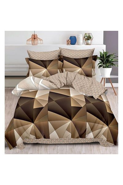 OEM Set bed linen finet, elastic, 6 pieces, dark brown with pattern, 180x200 cm