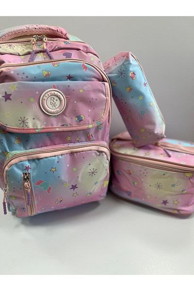 TUZY KIRTASİYE OYUNCAK Tuzy Patterned Waterproof School Bag Set of 3