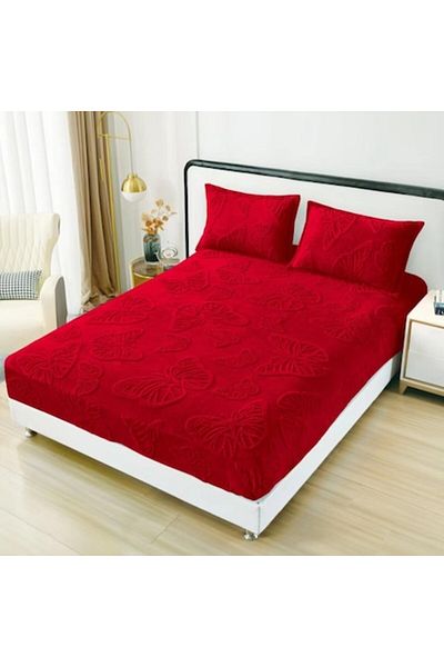 OEM Cearșaf Cocolino 180x200 cm cu 2 fețe de pernă pentru 2 persoane - Roșu