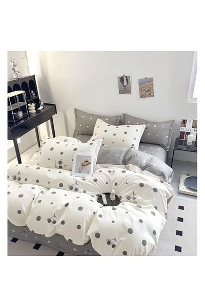 OEM Double bed sheet set with elastic, 6 pieces, 2 persons, 240X250cm, Superior Finet, Polka dot print,