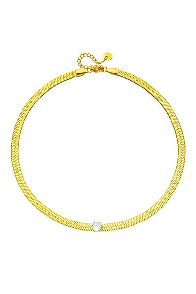 Eva Grace Kara necklace, gold, made of 18K gold-plated stainless steel, with zirconia pendant