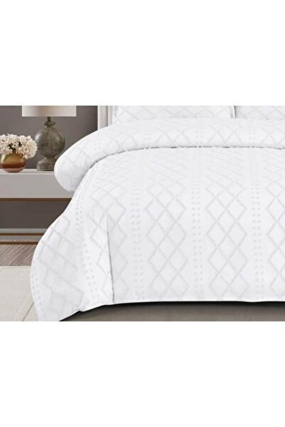 OEM Lenjerie de pat, Grofat M3, Uni, 4 piese, 2 persoane, 230x250cm, Alb