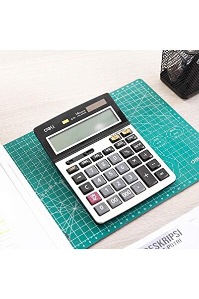 Deli آلة حاسبة مكتبية E1671C، فضية