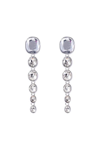 Eva Grace Addie earrings, silver, long, decorated with stones