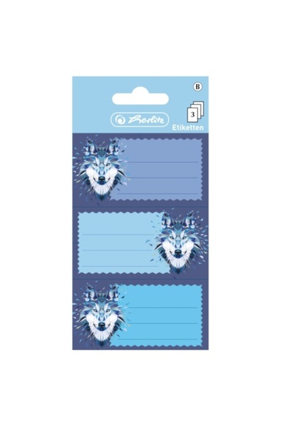 Herlitz School Labels Wild Animals Wolf, Color Multicolor, Material Paper, Size 8x12.5cm, Set 3x3 Sheets