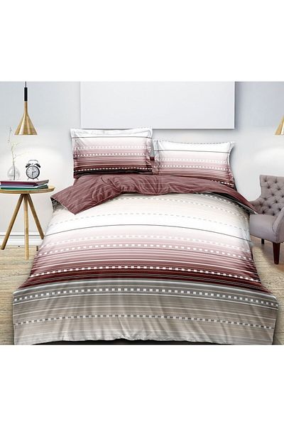 OEM Double Bed Linen with Elastic, 4 Pieces, 180x200cm, Finet Multicolor Stripes