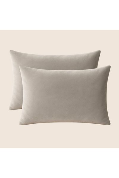 Harnicuta Set of 2 Decorative Velvet Pillows White Latte 50x70 Cm, Pdp0316_50x70