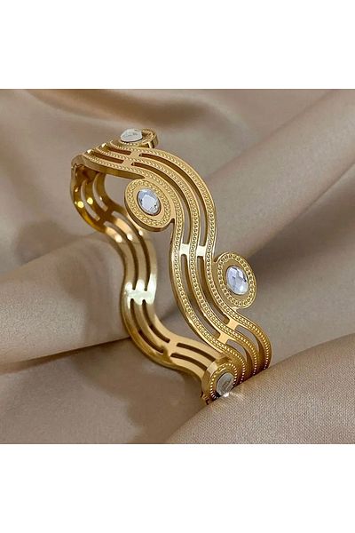 Eva Grace Kaylon bracelet, gold, with zirconia, made of stainless steel, with abstract pattern