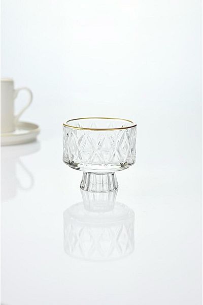 Wow Home 6 Pieces Gold Gilded Glass Coffee Side Standing Turkish Delight Set